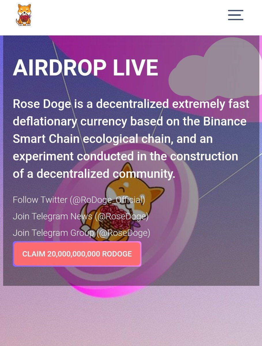 nftzone22's tweet photo. Instant Claim Airdrop for Free 🤩🤩🤩
#RoseDoge #RoDoge

https://t.co/lv7Fg1Sfyb

https://t.co/wUipnvLXZ2

1. Copy the link above
2. Open trust wallet go to DAPP 
3. Paste link on dapp 
4. Change ethereum to Smart Chain
5. Connect wallet
6. Claim airdrop https://t.co/sDubj6Uy8D