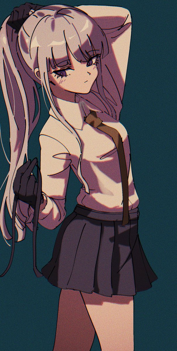 kirigiri kyouko 1girl skirt solo bangs necktie gloves shirt  illustration images