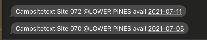 puberoy's tweet photo. @YosemiteNPS Look at https://t.co/rkRT9QSXHf its a free service that watches for cancellations and send your texts. I just got these seconds ago https://t.co/esKptIDVRV