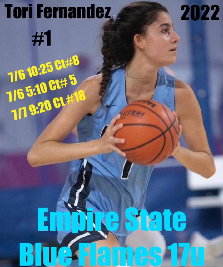 Torifernandez01's tweet photo. Excited to be playing in @TFNsRun4Roses!! Here’s my schedule 🔥🔵🏀 @ESBC_BlueFlames https://t.co/qUVdDfsLYy