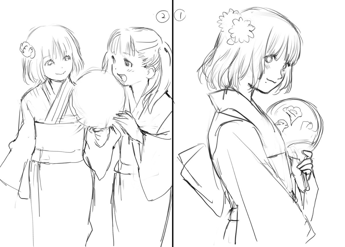 #漫画力UPワークショップ 7月に参加しました😊
今回のテーマは「夏祭り」…!エモい☺️
浴衣の2人を描くのが楽しかった😆
ネーム完成させて上げます😌 