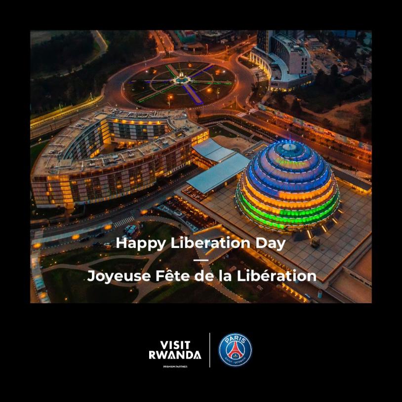 PSG_English's tweet photo. Happy Liberation Day to all Rwandans! 

Rwanda’s journey of transformation is inspiring, and PSG is proud to be your partner as you work towards building a prosperous nation.

#Kwibohora27 | #VisitRwanda https://t.co/KuJizDpXI1
