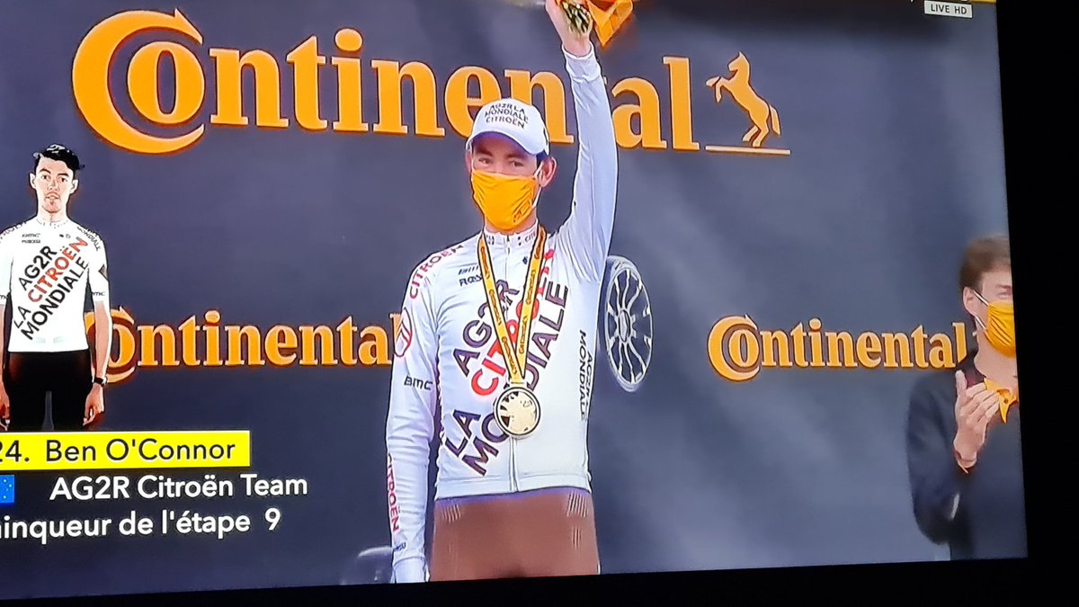 blokedesign's tweet photo. What a win for Ben O'Connor 🇦🇺 and moves to 2nd in the GC. Stage 9 winner of Le Tour De France #👏. #couchpeloton #SBSCycling #TDF2021 https://t.co/HY13xcpIMa