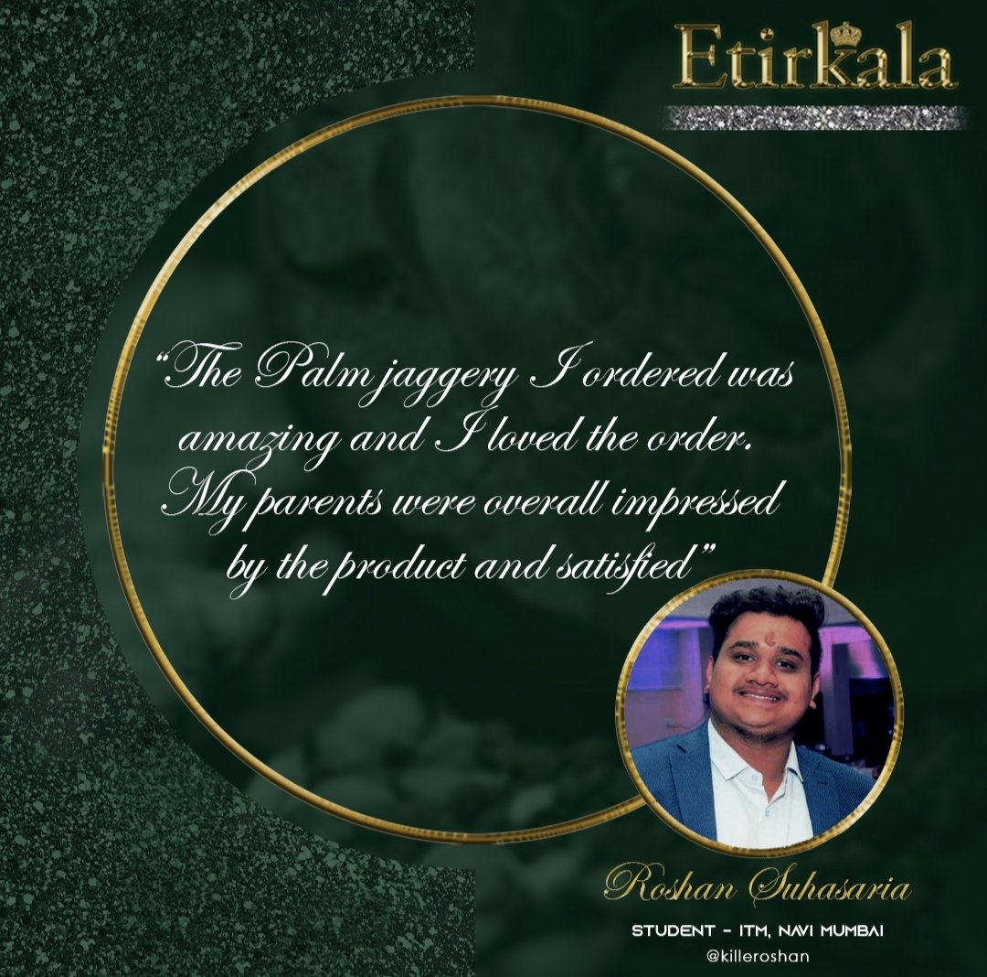 etirkala's tweet photo. Our hearty Thanks to Mr. Roshan Suhasaria for his lovely review 😍

#Etirkala #palmjaggery #testimonials https://t.co/M6uR8SNGjw