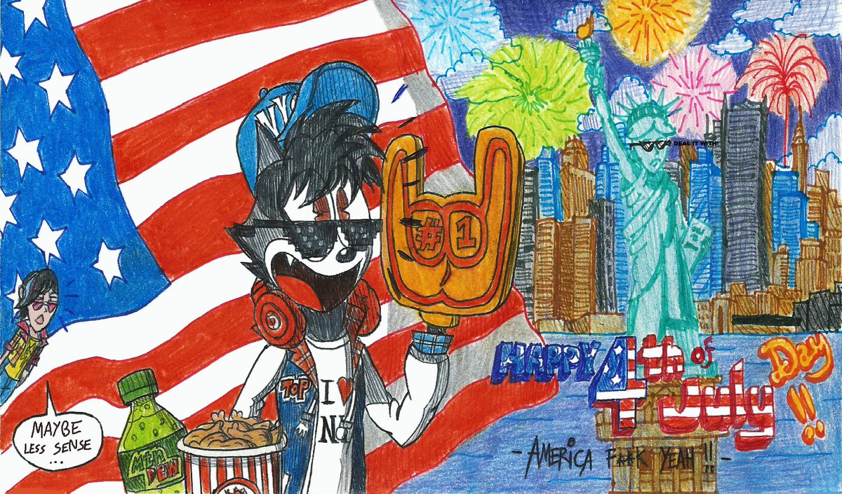 FTFTheToonist's tweet photo. [CLASSICS] Cliché-special arts, including me(FTF) and some main OCs from different series, when I loved American stuffs than habitual in native until not a longtime.

Happy July 4th! 🇺🇸🎇

#FTFTheToonist #KevinNAyuki #FricFrog #OCs
#July4th #IndependenceDay #America #Celebration https://t.co/LE8WxlELvu