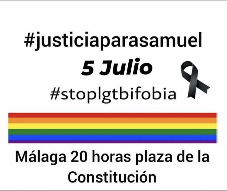 CruisingTorre's tweet photo. Concentración, MAÑANA, a las 20:00h en la Plaza de la Constitución, Málaga centro. #XustizaParaSamuel #StopLGTBIfobia https://t.co/chhuTZib5f