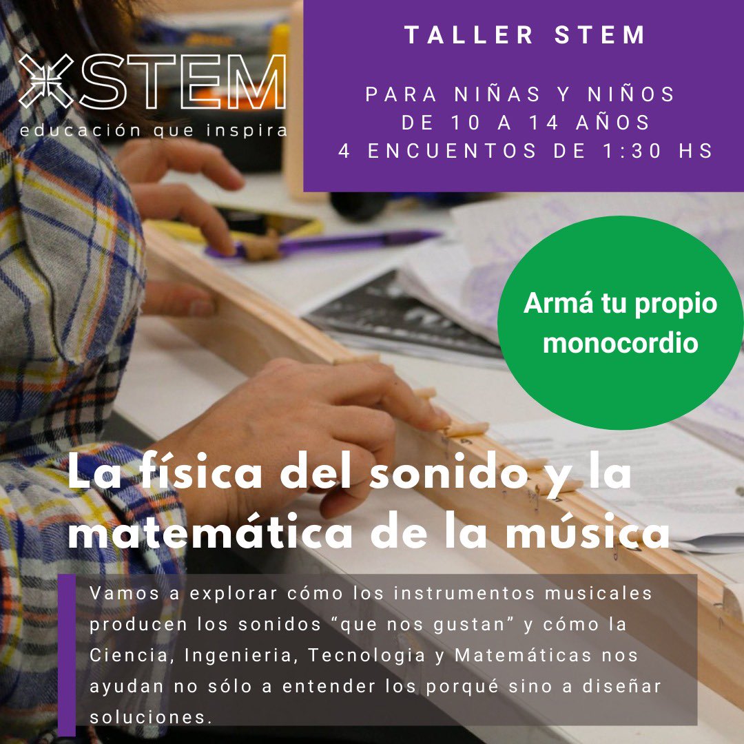 xstemla's tweet photo. LA FÍSICA DEL SONIDO Y LA MATEMÁTICA DE LA MÚSICA 🎼🎹

Taller STEM para niñas y niños de 10 a 14 años

4 encuentros de 1:30 hs.: 20, 22, 27 y 29 de julio de 18 a 19:30 hs Arg y Uruguay. De 17 a 18:30 hs Chile. 16 a 17:30 hs México.

Info e inscripción: https://t.co/OpJFLM2ugH https://t.co/xL8OXTUKA5