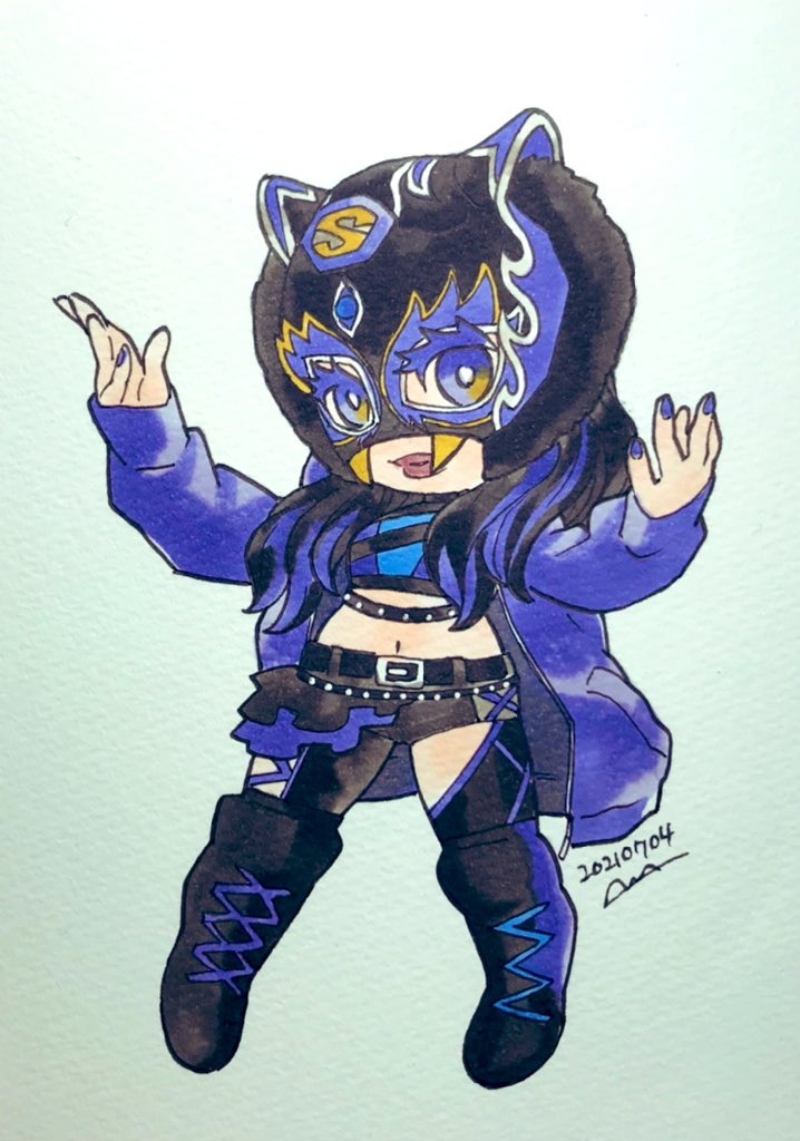 「"DARKNESS" SKY TIGER 漆黒の闇を駆ける。牙つきのマスクカッコ」|松/SHINOBUのイラスト