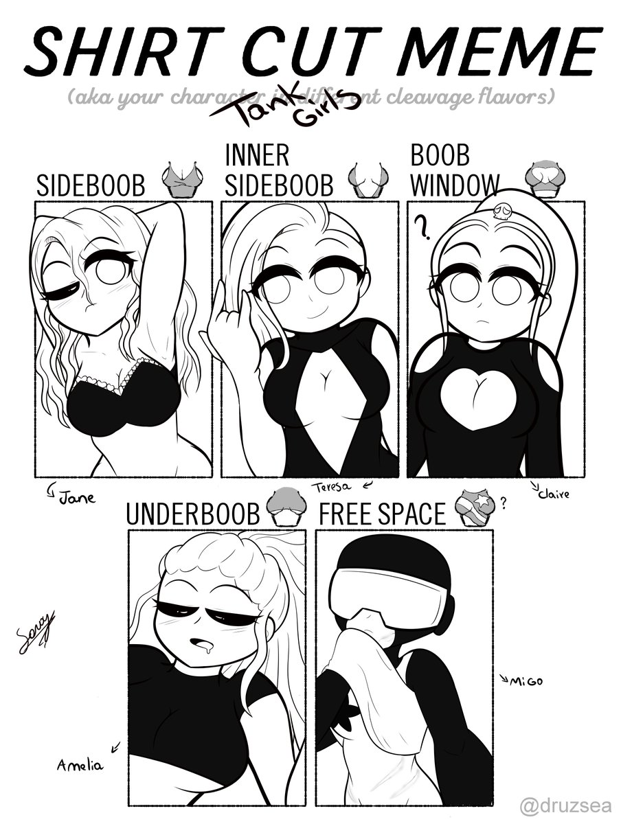 sarythings's tweet photo. The history of tankgirls is in the works, but I wanted to use this challenge to show the designs that they will have, I'm not that good at drawing boobs but,I hope you like it❤️
#shirtcutmeme #TankMan #tankgirls #myart #ilustration https://t.co/wRrsJlEJNQ