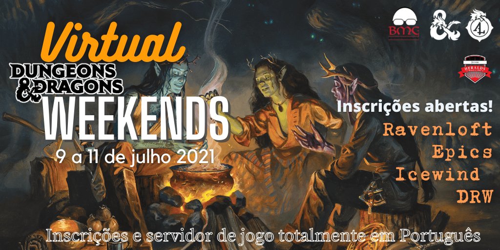 ligaventureiros's tweet photo. Últimas vagas! DM's brasileiras/os narrando a temporada de Ravenloft, Icewind Dale e Dream of the Red Wizards.
https://t.co/7sQDG08Dns

@DnD_AdvLeague @patlbrito @LusRicardoSilv5 @Eddson_Jr  @sembiano @CarlosXimu @Bravesword  @DanielKBlin @DNachmanowicz https://t.co/tblzUzqDVT