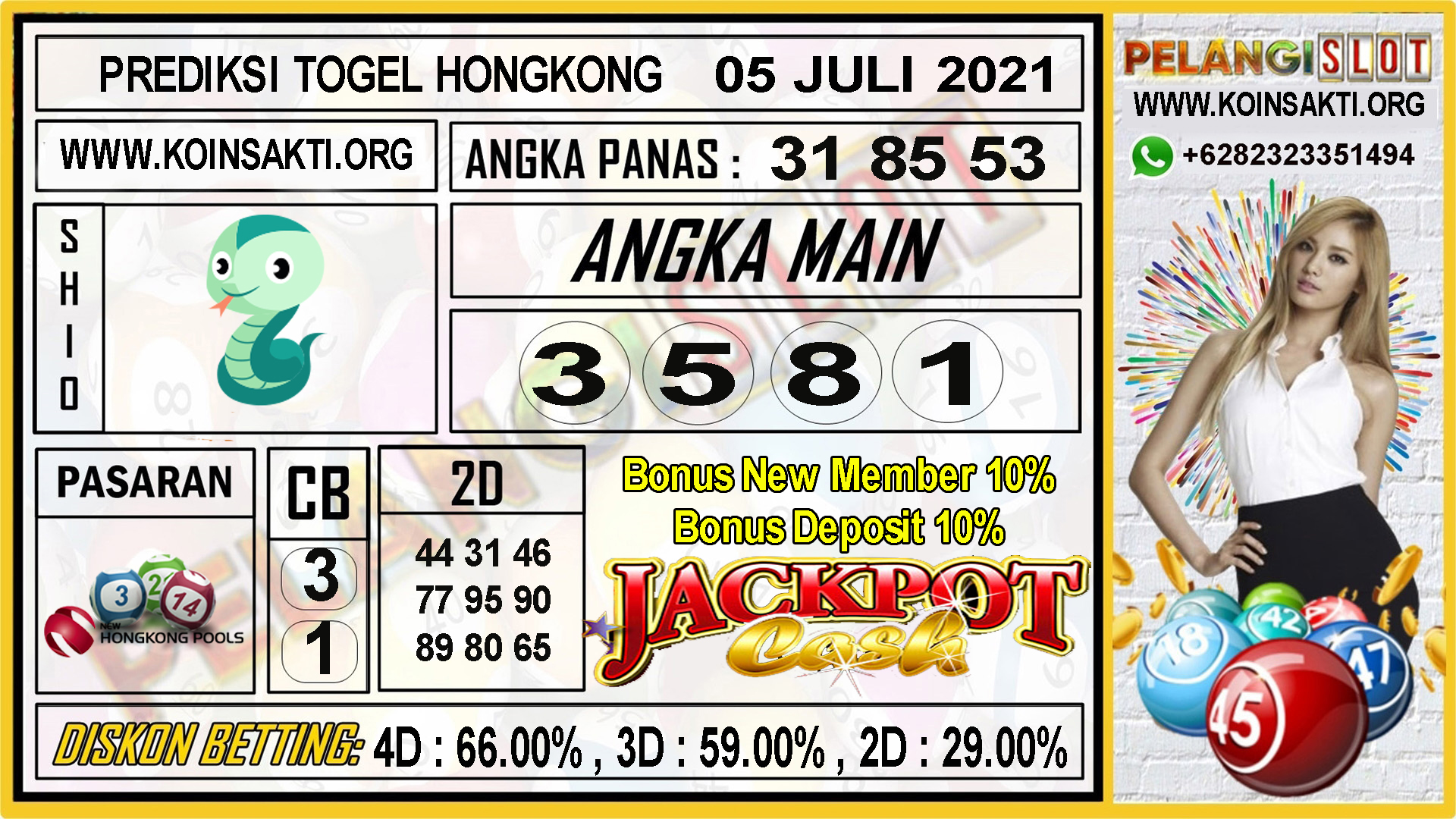 Pelangi Slot On Twitter: "Prediksi Togel Hongkong Pools 05 Juli 2021 Angka  Main : 3 5 8 1 Colok Bebas : 3 / 1 Shio : Ular Angka Panas : 31 85