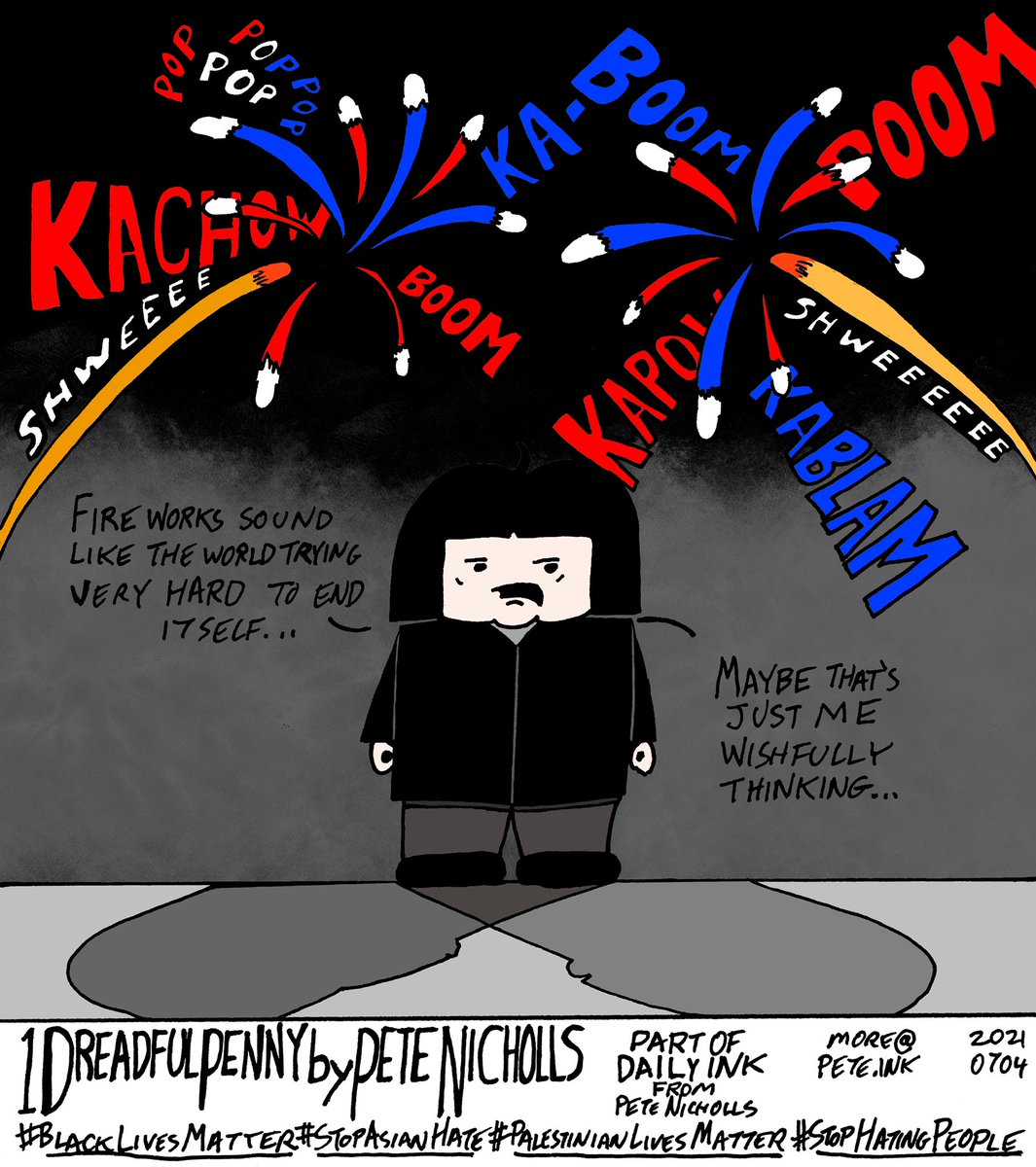 DreadfulPennyPg's tweet photo. For SOME reason #fireworks are on Penny's mind in today's #1DreadfulPenny comic, part of #DailyInkFromPeteNicholls! #DailyInk #dailydrawing #drawingdaily #drawing #inkdrawing #iamdrawing #webcomics #webcomic #StopHatingPeople SUPPORT: https://t.co/zb6XVugOyJ https://t.co/esTv1HxrPX