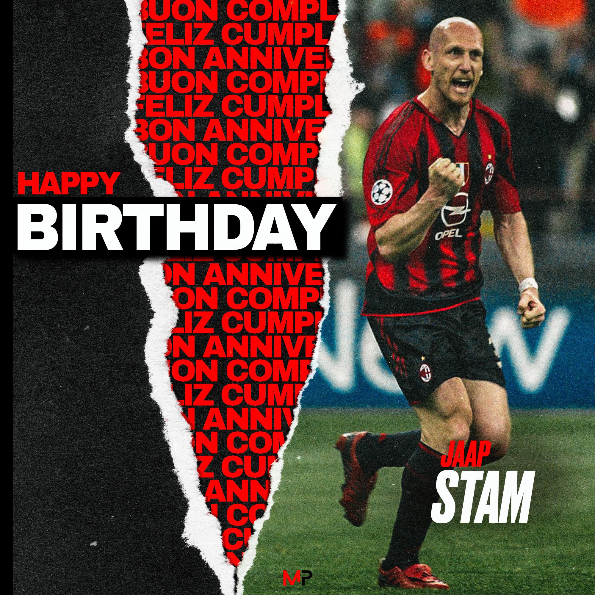  Happy Birthday Jaap Stam    65 Appearances  02 Goals 02 Assists Supercoppa Italiana 