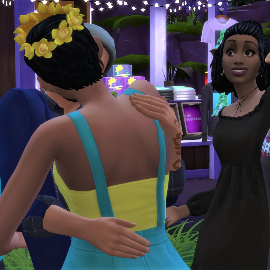 Owluminated's tweet photo. Midge may have gotten a little wild at #simsessions.
She just met that guy in the audience....
I love the shock on Grace's (her best friend) face. 😅
#sims4 #TheSims4 #ShowUsYourSims https://t.co/Kf9ELxXE2D