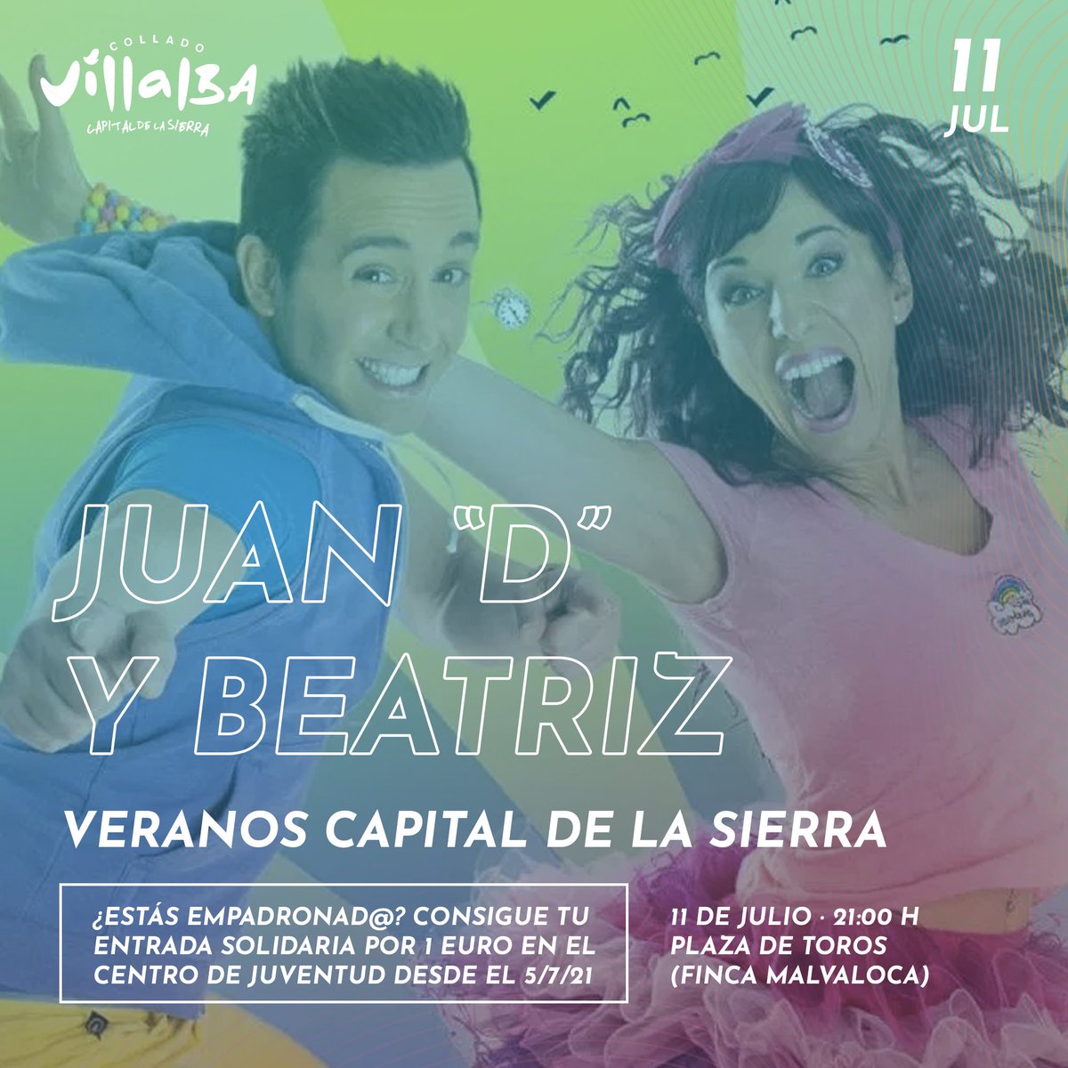 AyuntamientoCV's tweet photo. 🎵 ¡Recoge tus entradas para los conciertos de "Veranos Capital de la Sierra"!

📍 En el Centro de Juventud de lunes a viernes de 10 a 14 y lunes y miércoles de 17 a 20h.

🎟 Cada entrada cuesta 1€ e irá destinada a ONGs del municipio.

⚠️ No empadronados: a partir del 9/7/21. https://t.co/nO5IzMclKI