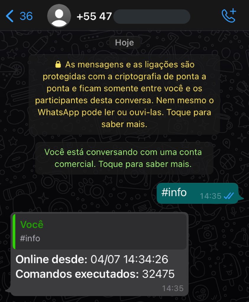 botmaia's tweet photo. Consegui um número antigo e ativo no WhatsApp.

Esperar 1 dia pra poder começar a entrar em grupos de novo, esperar uns 2 dias pra vocês poderem usar novamente.

O número anterior de teste foi banido após o comando #adicionar que estava com erro, vou desativar ele por enquanto. https://t.co/czEYex9sw2