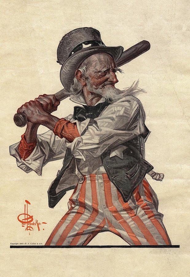 SABRIconography's tweet photo. Uncle Sam, J.C. Leyendecker, 1917. This artwork, commissioned by the Publicity Committee of the Citizens Preparedness Association and also appearing as a Collier’s cover, preceded famous “I Want You” recruiting poster featuring the pointing Uncle Sam by James Montgomery Flagg. https://t.co/9FThby49Y4