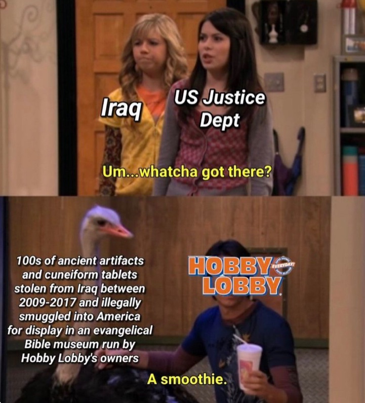 GlitchCityGhoul's tweet photo. While it's trending, have a random iconic meme I love regarding Hobby Lobby and their business practices: https://t.co/HBv89avZFm