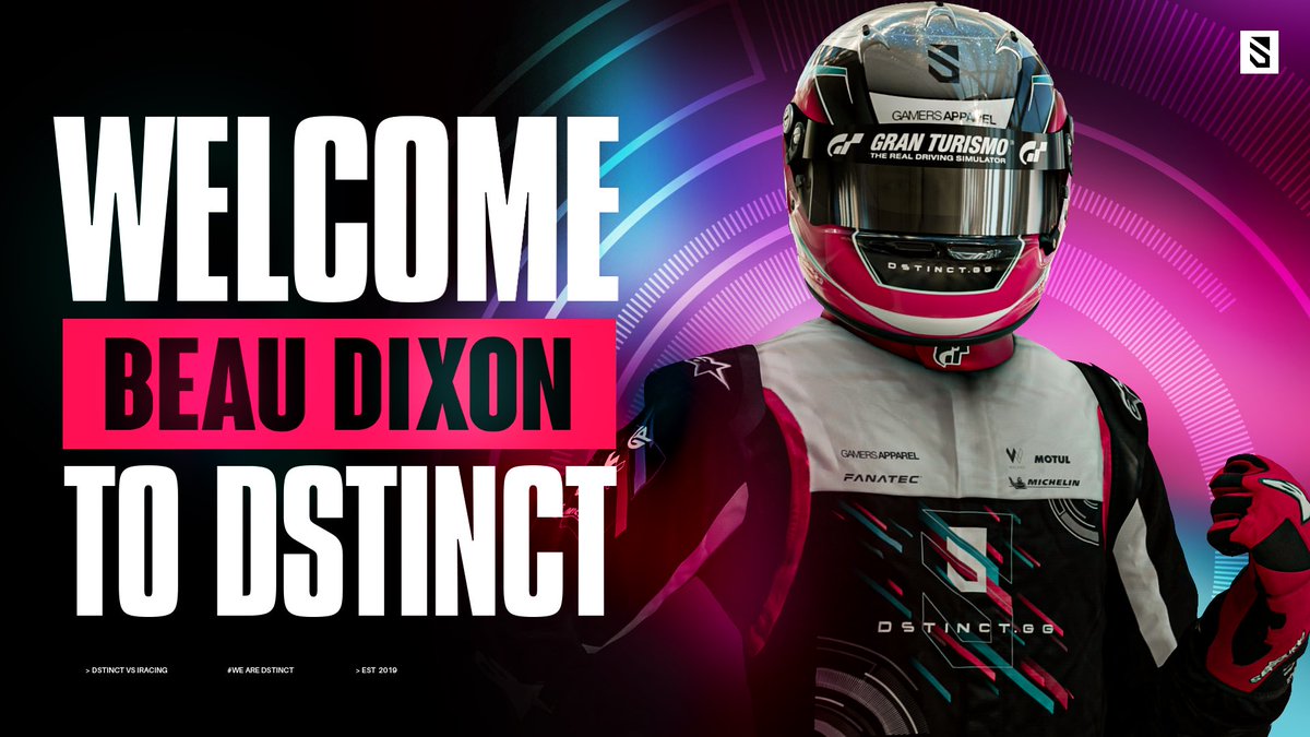 #TeamAnnouncement | RaceRoom

It is with great pleasure we can confirm that <a href="/Dstinct_Beau/">Beau Dixon</a> joins us today as our first signing as Dstinct Gaming Limited.

Beau brings with him a wealth of experience and we look forward to working together!

#wearedstinct #raceroom #acc