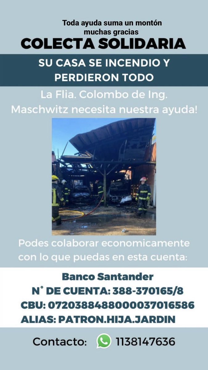 __valfer__'s tweet photo. Un amigo perdió TODO en un incendio, si pueden colaborar económicamente o ya sea una difusión, gracias. https://t.co/Y6NynPaMRS