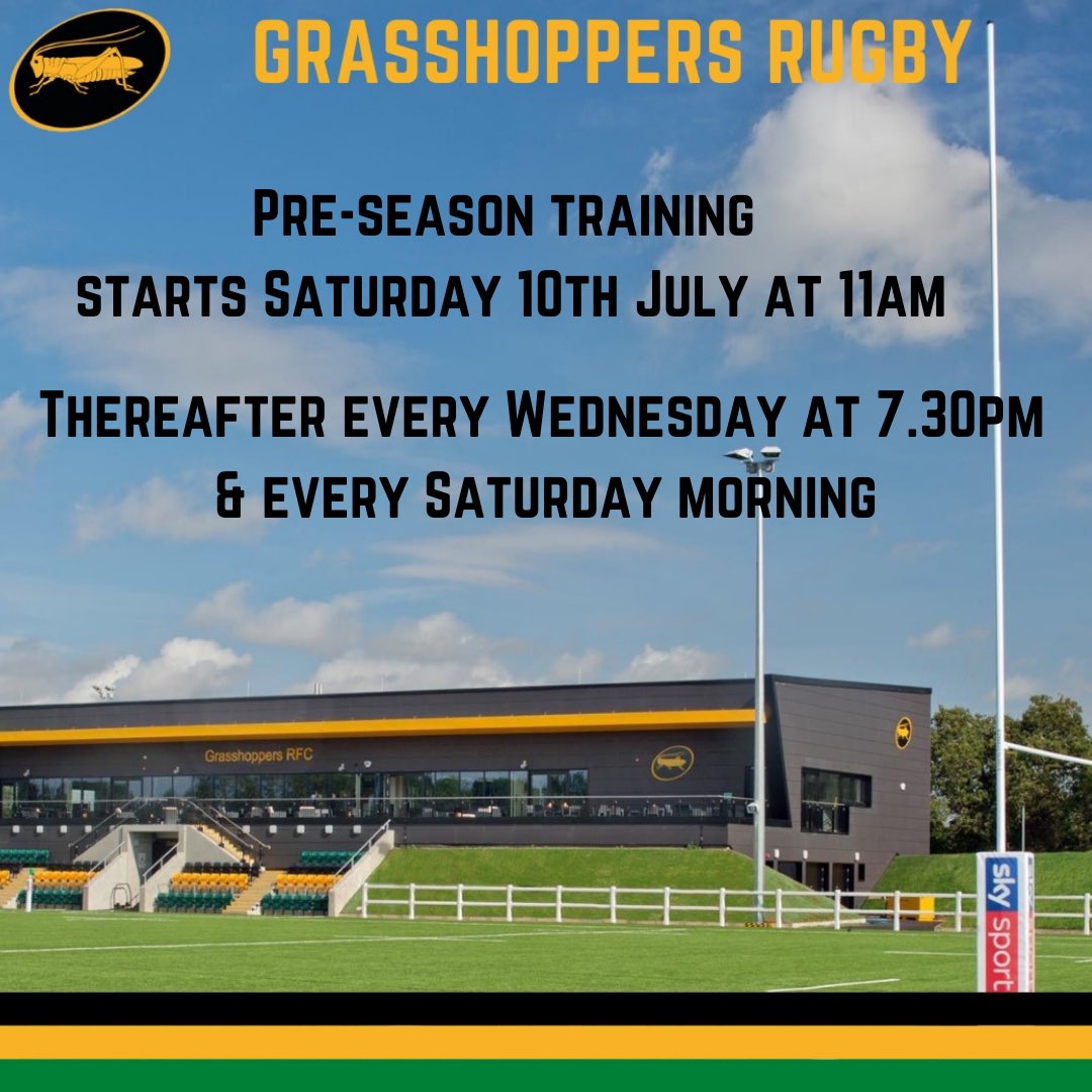 GrasshoppersLDN's tweet photo. Recruiting players of all abilities to join ⁦@GrasshoppersLDN⁩ at pre-season training which starts this Saturday. Contact DoR Juan Murray 07956 116016. #Namsrugby #bucsrugby #rugbyunion #rugby #westlondon #hounslow #osterley #isleworth #brentford #acton #hanwell #richmond https://t.co/oCddxNKTuz