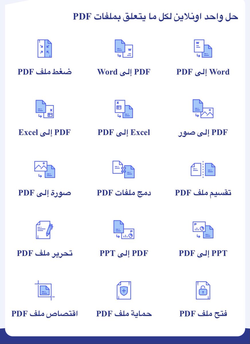 a_bouyabes's tweet photo. ممتااااز👌
موقع متخصص بتحويل الملفات إلىPDF  بجميع الصيغ المختلفة:
1- وورد إلىPDF والعكس
2- اكسل إلىPDF والعكس
3- صور إلى PDF والعكس
بالإضافة إلى تقسيم ودمج وفتح الملفات وحمايتها بسهولة ويسر 👍
الرابط:👇
https://t.co/j9UE7jDJzR https://t.co/uDvqXYGdbm