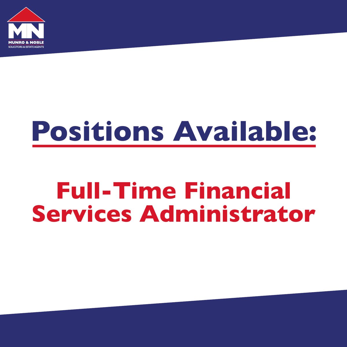Munro and Noble have an exciting opportunity for a Financial Administrator to join our Inverness office.

This is a full time role, Monday to Friday 9 am to 5 pm. For further information go 

munronoble.com/job-opportunit…