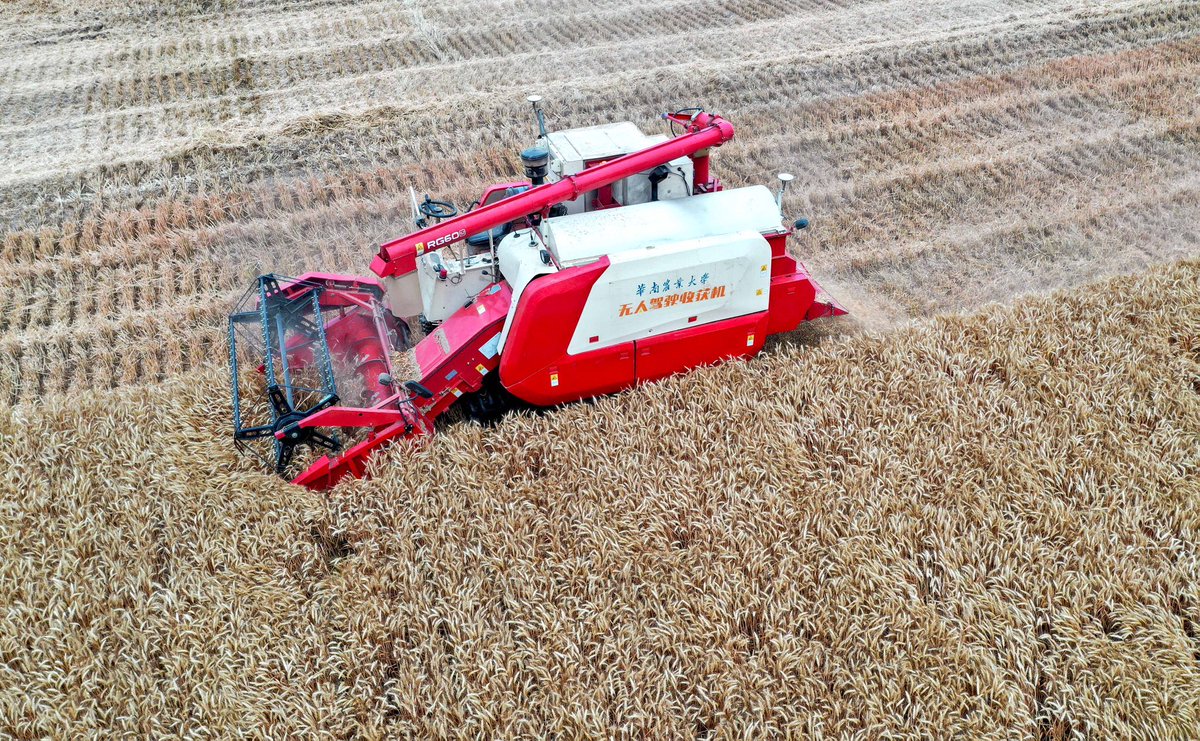 zaidalamr's tweet image. #الصين تقيم حفل افتتاح أول قاعدة تجريبية لمزرعة ذكية بدون مزارعين في مقاطعة آنهوي. تقوم بجميع العمليات من تسوية الأرض وحرثها وبذرها وإدارة الحقول وريها وحصادها، مايمثل عملية إنتاج متكاملة باستخدام التكنولوجيا والآلات الزراعية الذكية.

#AI #tech #Robotics #Robot 

@cgtnarabic