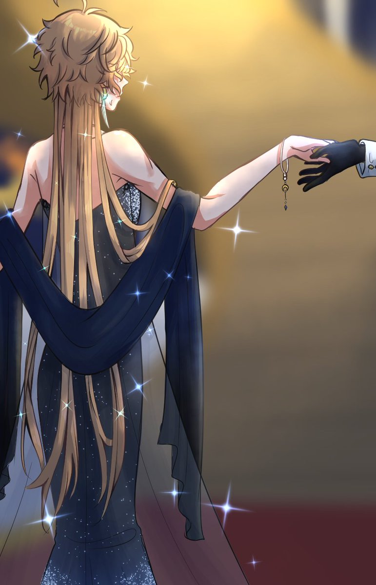 renren___20's tweet image. aether went to the ball with dress that knight of favonius member...

(Aether&apos;s escort is up to your imagination :D )

#GenshinImpact #Aether #空 #原神