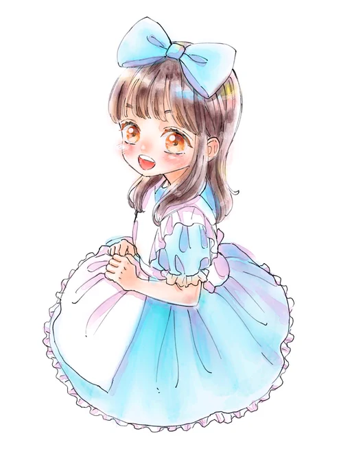 本編に関係なく無性に描きたくなった

「えみか5ちゃい👧」

(親にスタジオア◯スに連れてかれて、いい子にじっとしてたら後でお菓子買ってあげるよって言われたので頑張っていい子にじっとして写真撮られているという設定) 