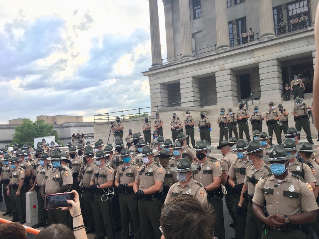brotherjones_'s tweet photo. A year ago today, this is how Tennessee @GovBillLee responded to nonviolent protests for racial justice last July 4th. 

“Liberty and justice” for who exactly? 

We still ain’t free. 

📸: @colorblindtools https://t.co/hOySVwQrjX