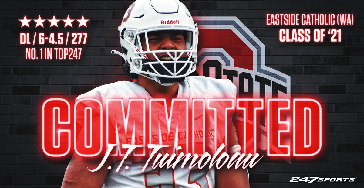 BREAKING: J.T. Tuimoloau has just announced his commitment to Ohio State, the Buckeyes landing the No. 1 overall prospect in 2021 on <a href="/247Sports/">247Sports</a> and he talks about why he picked the Buckeyes 247sports.com/Article/JT-Tui…