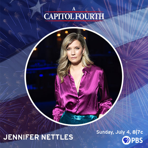 ConcordRecords's tweet image. Watch @JenniferNettles TONIGHT on the @July4thPBS
 A Capitol Fourth Celebration at 8/7c only on 
@PBS #July4thPBS ! Happy 4th of July! 🎆