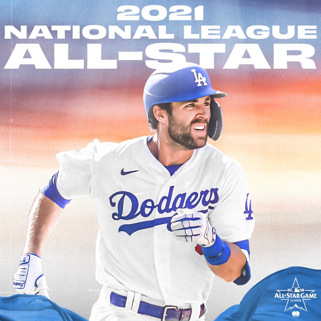 Dodgers's tweet photo. The Champs are heading to Denver! 

Congratulations @maxmuncy9, @mookiebetts and Chris Taylor on being named All-Stars! https://t.co/Kt6iDFXB5U
