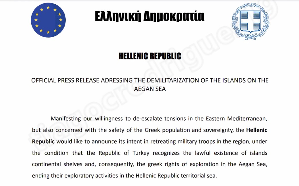 espmmun's tweet photo. The Hellenic Republic released an official press statement on demilitarization of the islands of the Aegean Sea, nominating this “their final concession”. Check out the latest version of the document: 

#UNSC #thewashingtonpost #aegeansea https://t.co/yhYV7dWRcO
