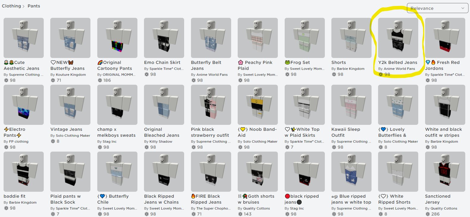 Page 295 - ALL Roblox Clothing Codes (Pants, Shirts, T-Shirts