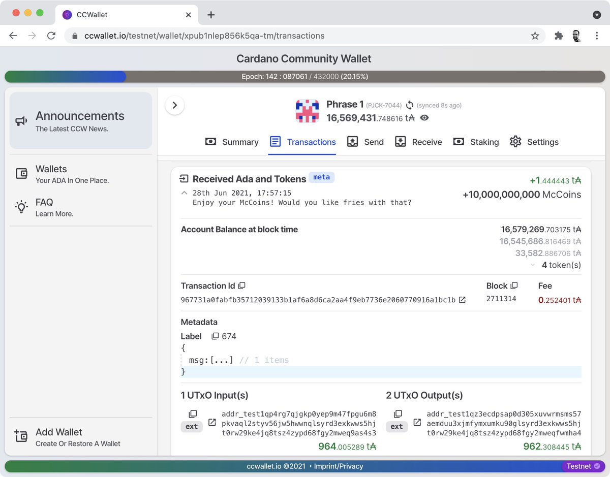 Hello World!

After months of hard work we can finally soft launch the "Cardano Community Wallet": ccwallet.io

Feel free to test it on the Cardano Testnet and give some feedback on GitHub (link in FAQ).

#ccwallet #Cardano #staking #rewards #Blockchain