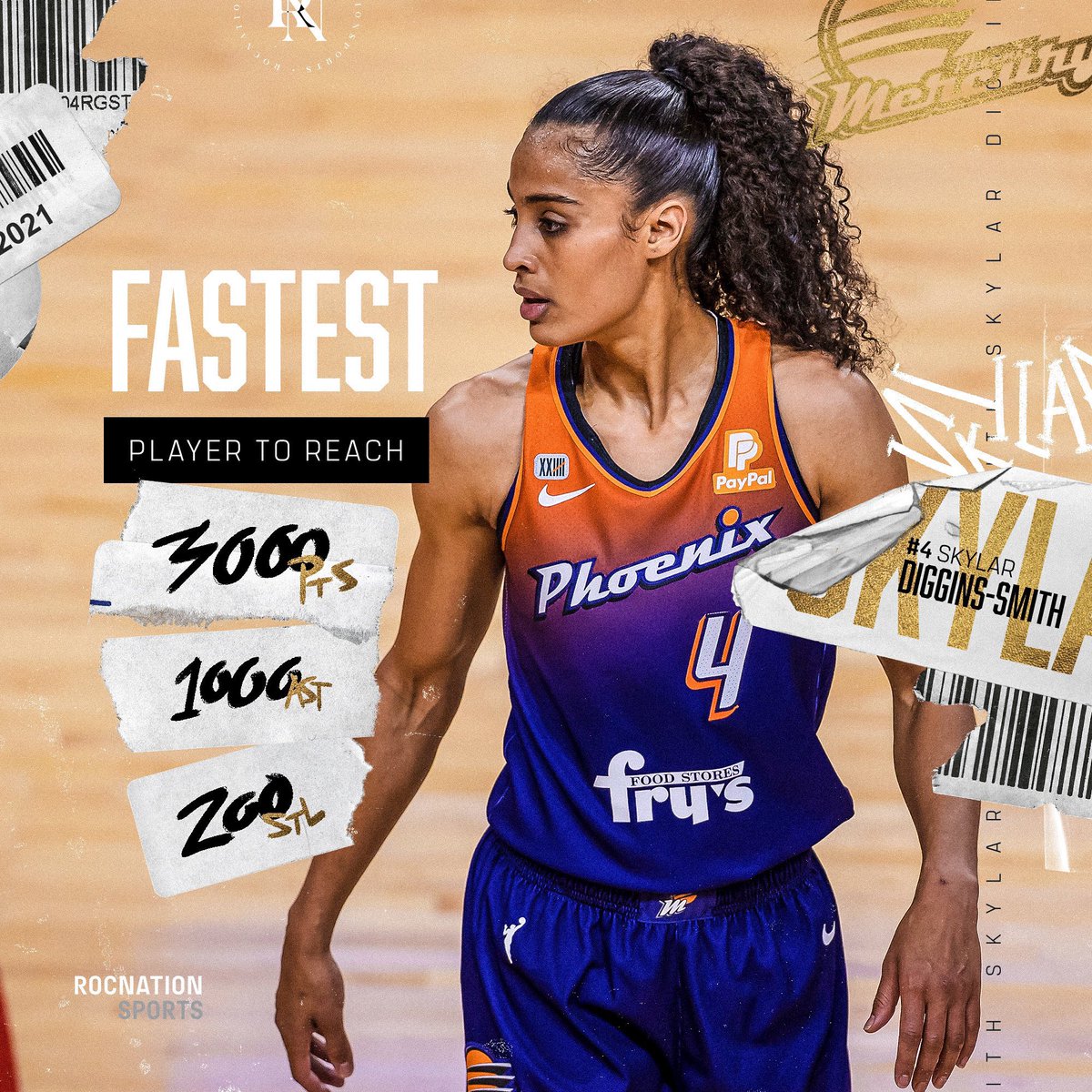 BravenBoyd's tweet photo. Don’t mind me, just hangin w/ a history maker @SkyDigg4 🤩 Fastest @WNBA player to reach 3️⃣,000 points 1️⃣,000 assist & 200-steals. Great job sky⛹🏽♀️ #TuneSquad #WNBAbaby #WNBAkids @PhoenixMercury https://t.co/leSNcbFVIh