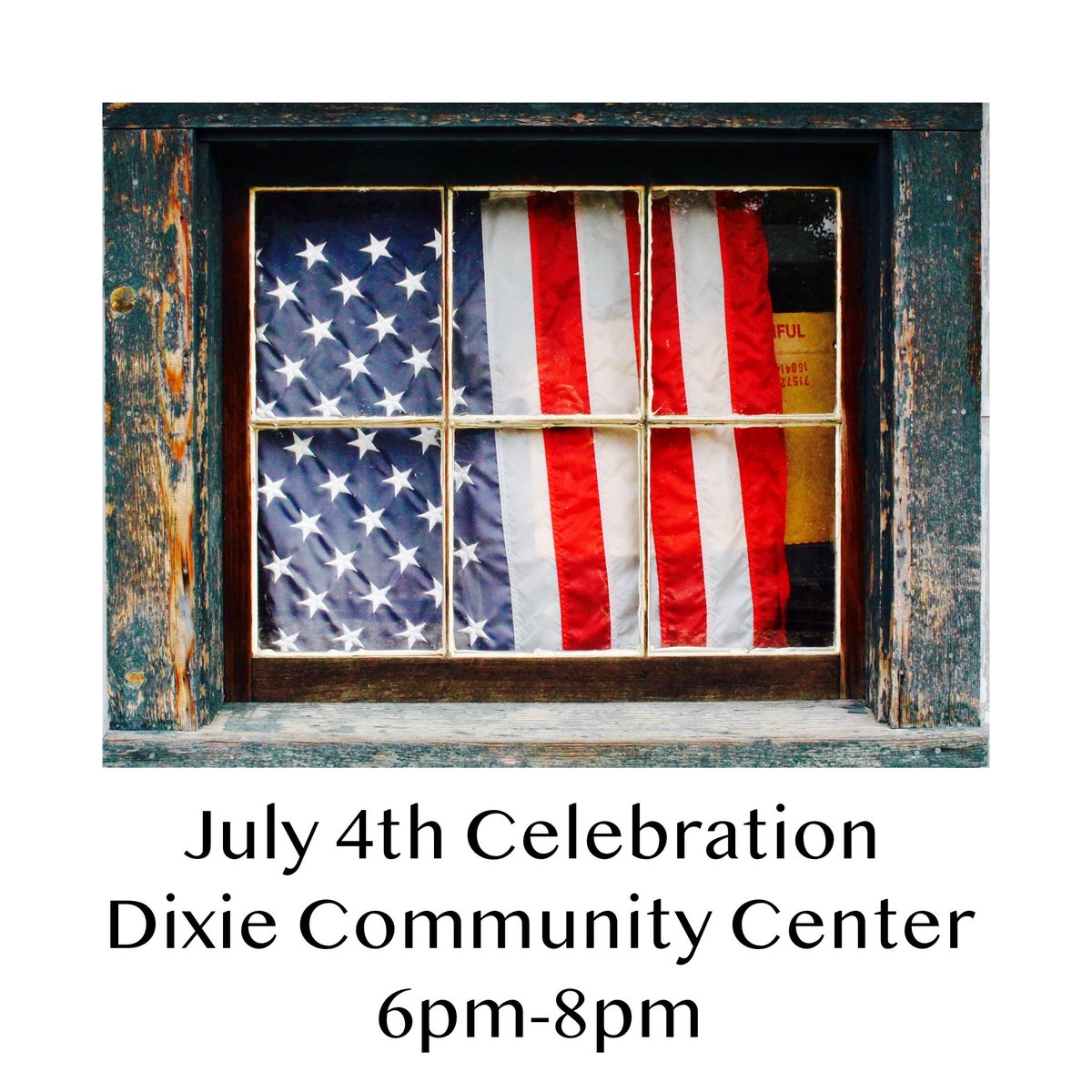 Dixie Baptist Church will have a #4thOfJuly celebration tonight at the Dixie Community Center with free food, beverages, and a water slide for the kids. #TheWeekendOfThe4th