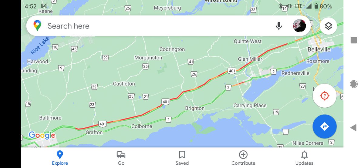 Hail4Breakfast's tweet image. 55km of heavy traffic on the westbound 401 between Belleville and Cobourg. No thanks, holiday traffic!