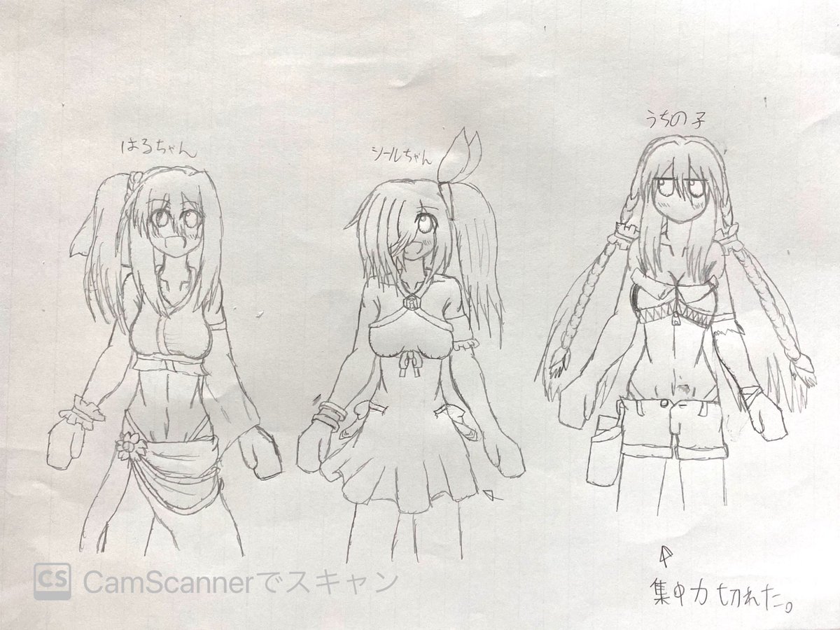 おはなのねん!
今日からアナログマンになるよん
これは描く予定だったはールさめの3人の水着衣装案なのねん。
久々すぎて変になったけどまぁ、案だし 