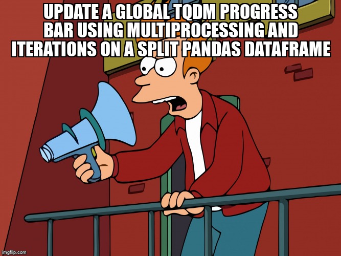 overflow_meme's tweet image. Update a global tqdm progress bar using multiprocessing and iterations on a split pandas DataFrame stackoverflow.com/questions/6824… #tqdm #progressbar #pythonmultiprocessing #python #pandas