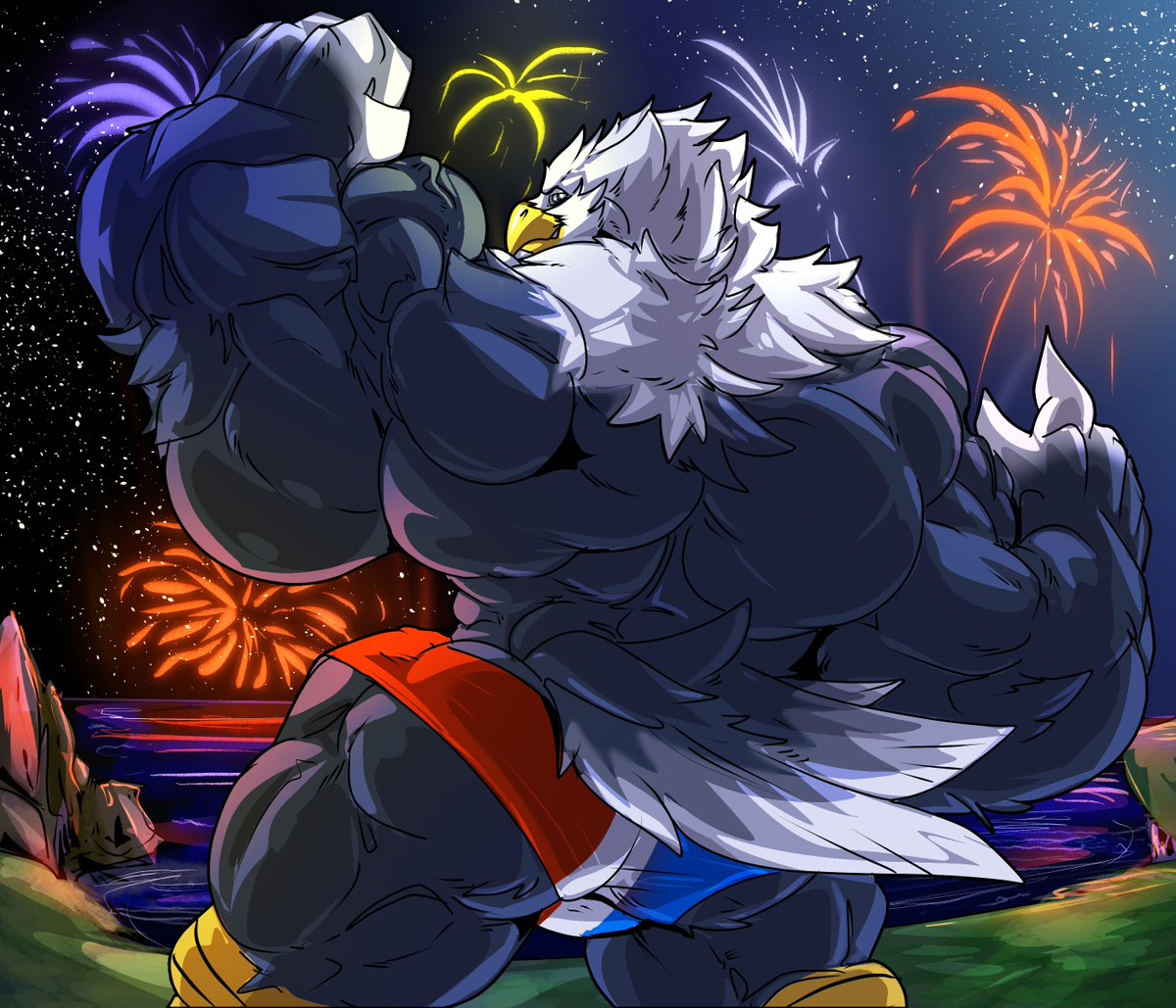 Fierglief's tweet photo. Celebrate freedom bird day and Apollo's bday with a gun show and fireworks. 

I'm still a sucker for the eagles of AC... https://t.co/xaxc0rVOAH