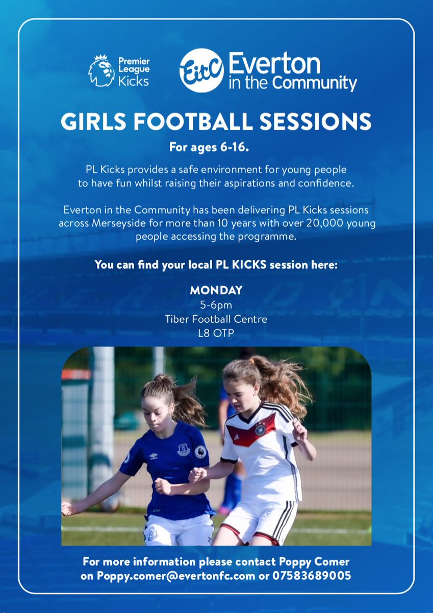 TiberFootball's tweet photo. Football sessions continue for all girls aged 6-16 every Monday 5-6pm at @TiberFootball
@EITC
.
.
.
#community #football #girlsfootball #Liverpool #toxteth #girlssports #charity #tiber #Local #Everton #evertoninthecommunity #merseyside #merseysidesports #Children #youth https://t.co/bcCEanyLa3