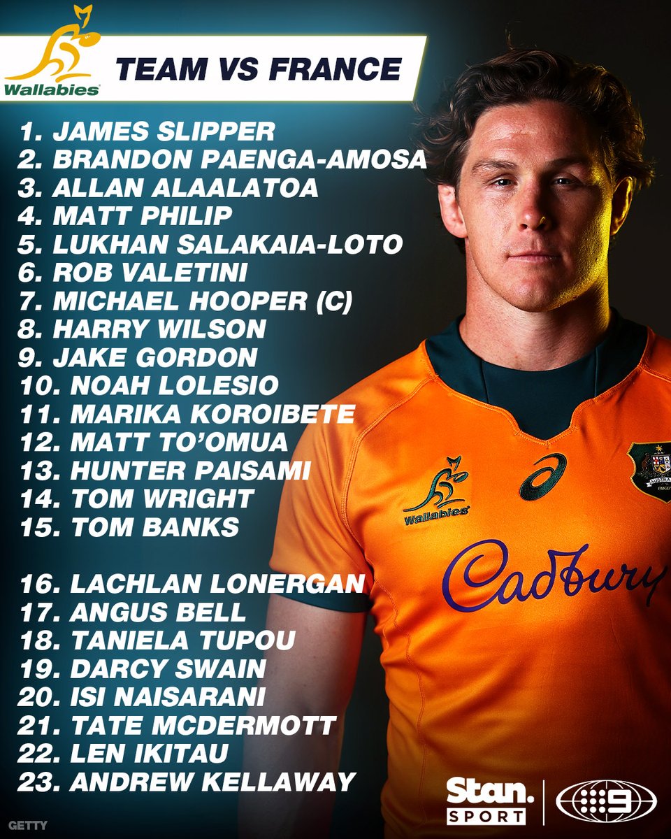 StanSportRugby's tweet photo. The Wallabies have unveiled their team to take on Les Bleus in the opening Test of the series on Wednesday night. 🦘 

Catch the action LIVE on 9Gem and Stan Sport.

#9WWOS #AUSvFRA #Wallabies #Rugby https://t.co/iCDNHgH8SG