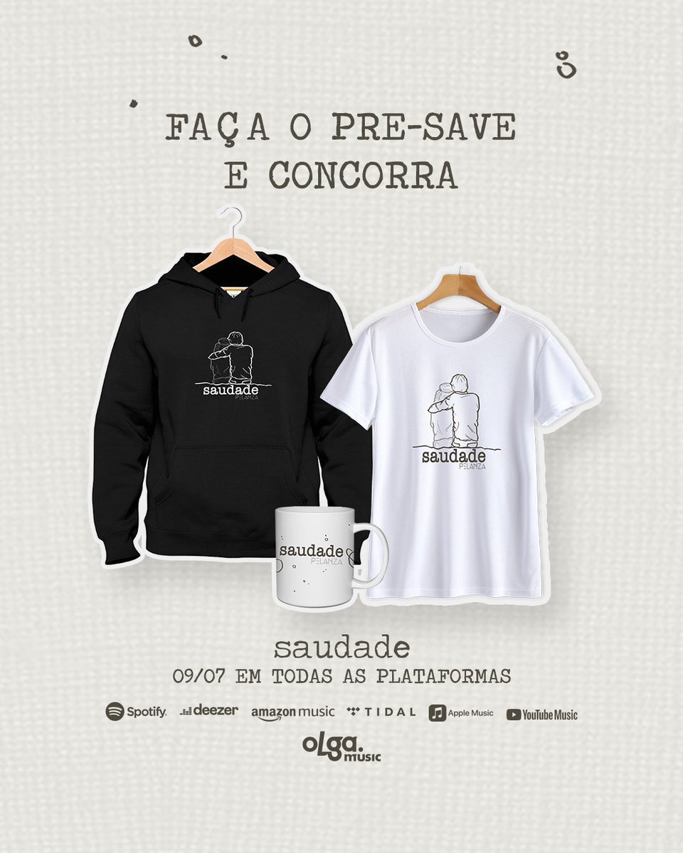 FAÇA AGORA O PRÉ-SAVE E CONCORRA A UM KIT EXCLUSIVO!
👉🏼 ADA.lnk.to/saudade
#Saudade 09/07 em todas as plataformas!
<a href="/aolgamusic/">Olga Music</a> | <a href="/ADAMusicBrasil/">ADA Brasil</a>