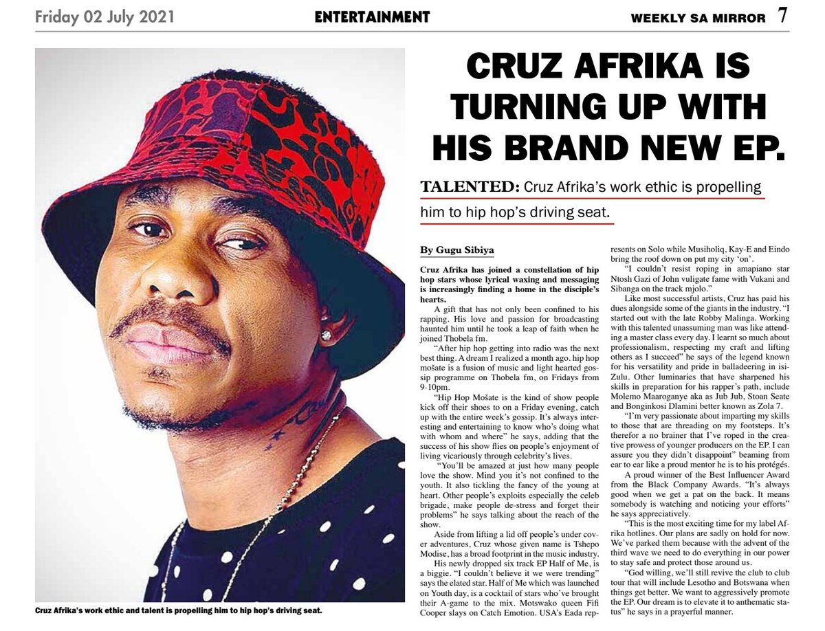 kid_crazy6's tweet photo. Check this article on @Iamcruzafrika by Gugu Sibiya from @weeklysamirror 

Here's the link: https://t.co/k3qWT7fvj4 https://t.co/K8Brrih15A