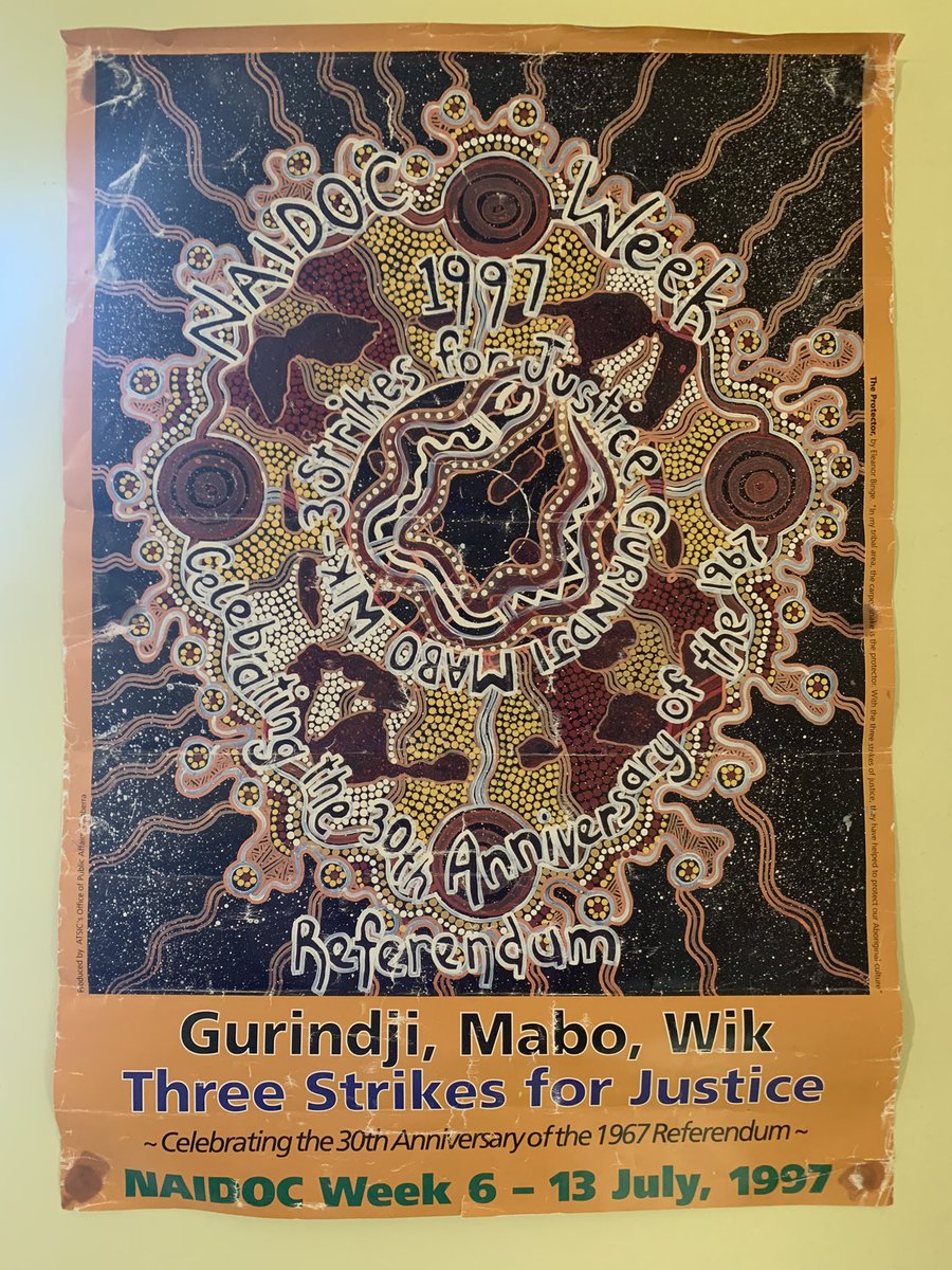 It’s NAIDOC Week! Here’s one of my favourite possessions. The official 1997 NAIDOC poster that my mum kept, because blak mums keep everything… #HealCountry