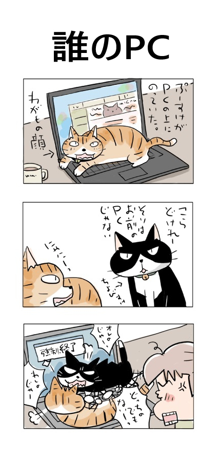 誰のPC
#こんなん描いてます
#自作マンガ #漫画 #猫まんが 
#4コママンガ #NEKO3 