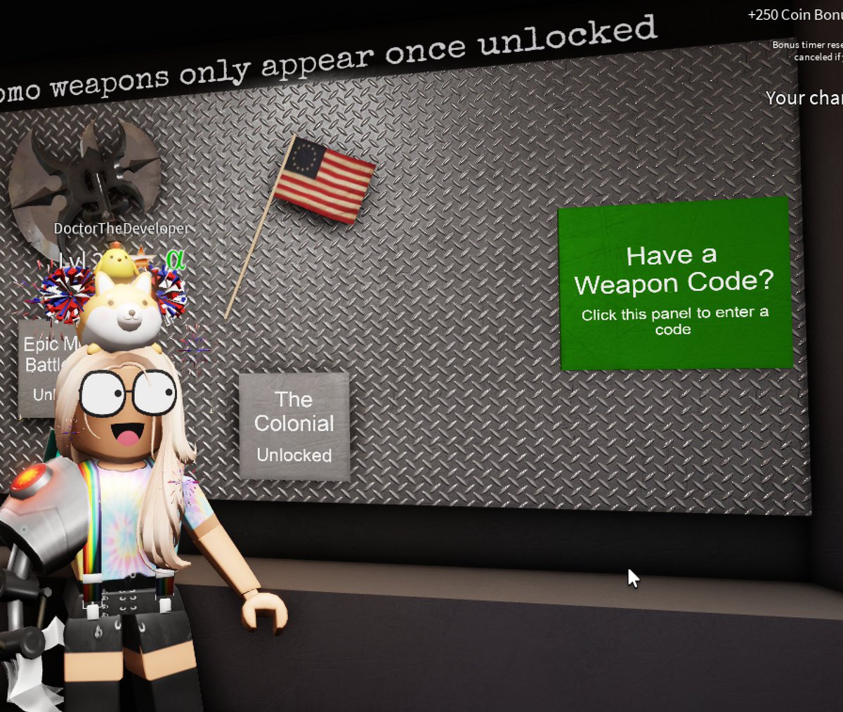 DeveloperDoctor's tweet image. The new weapons code is "FREEDOM"